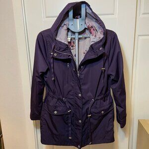 Time and Tru Women’s Hooded Utility Rain Jacket – Purple (Size M 8–10)
